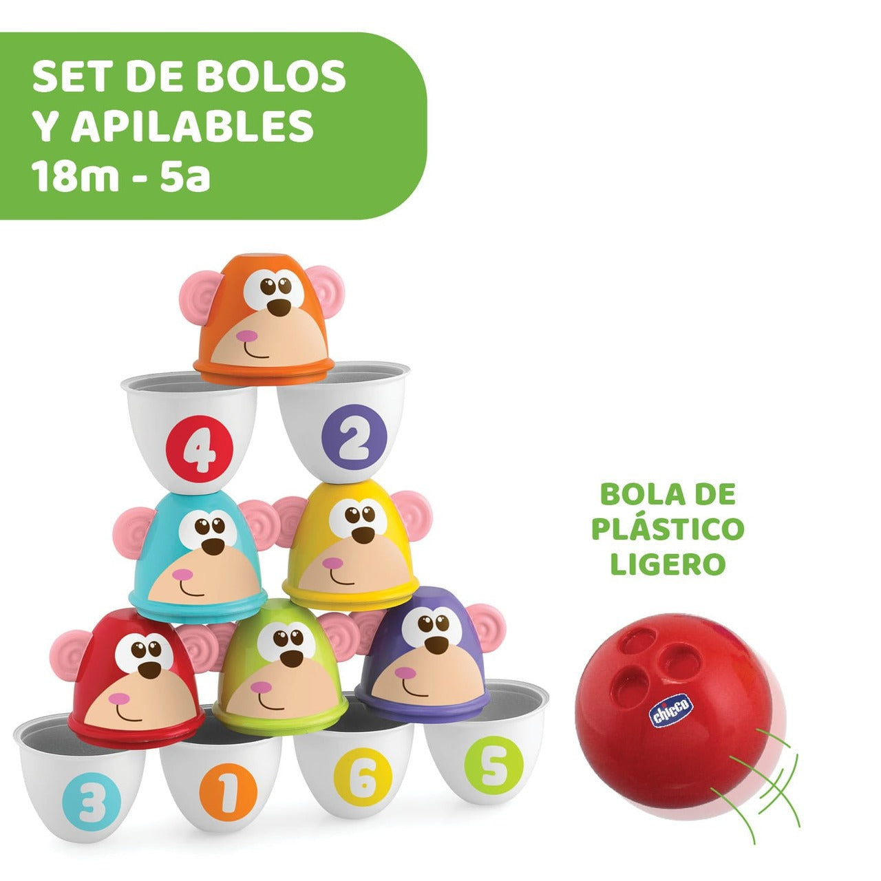Bolos apilables Monkey Strike de Chicco