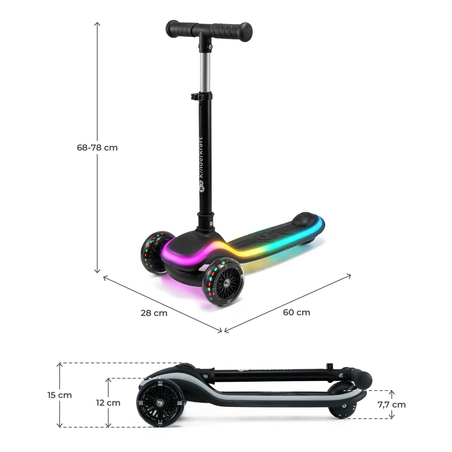 Patinete RAKET de tres ruedas LED de Kinderkraft