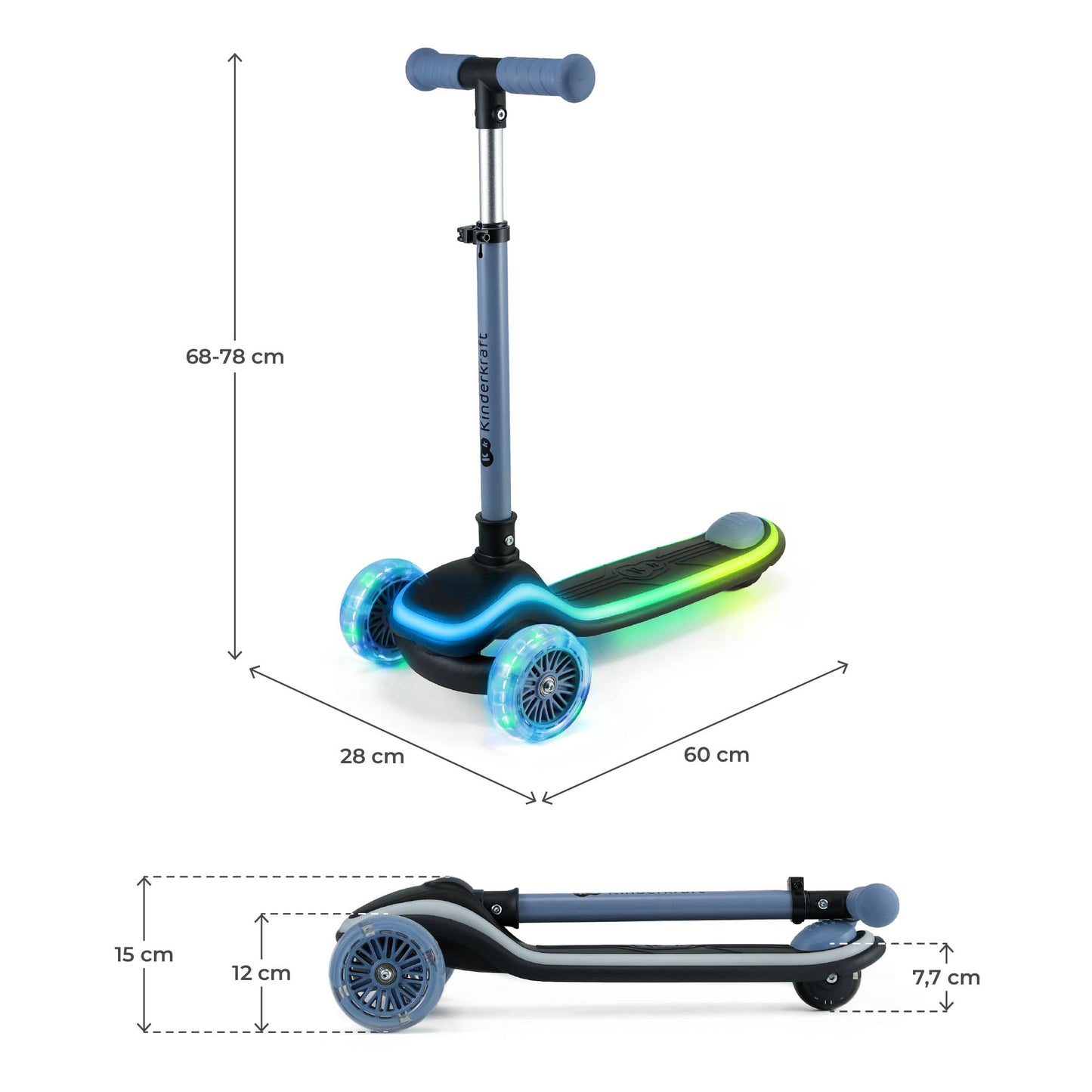 Patinete RAKET de tres ruedas LED de Kinderkraft
