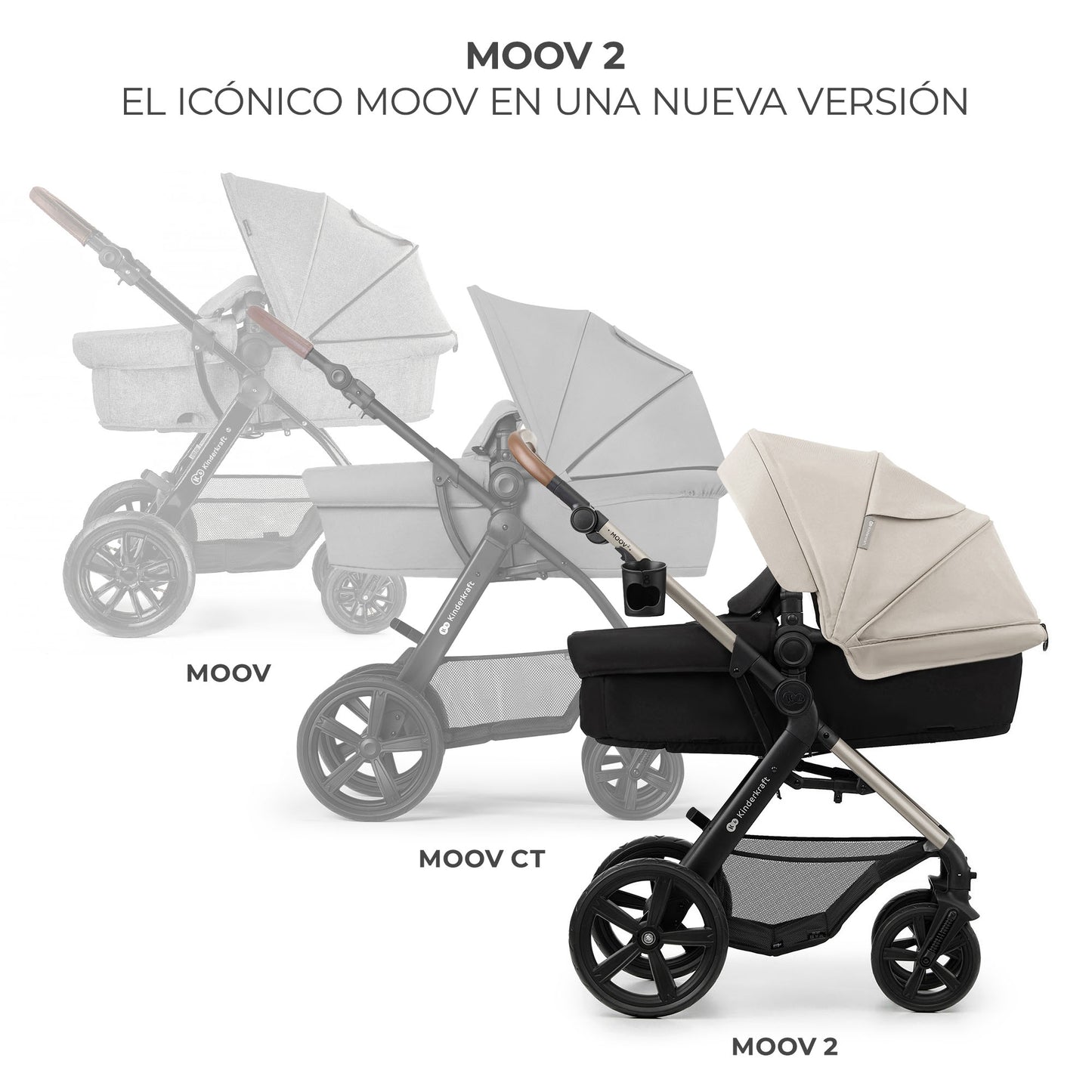 Carrinho de bebê conversível 3 em 1 Kinderkraft MOOV2 EVA Mink PRO I-Size