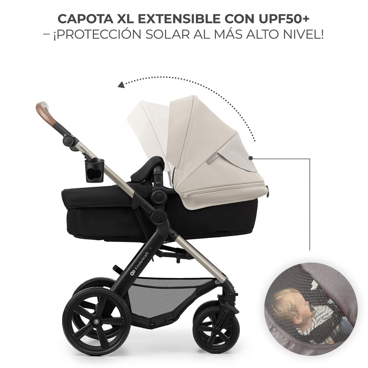 Carrinho de bebê conversível 3 em 1 Kinderkraft MOOV2 EVA Mink PRO I-Size