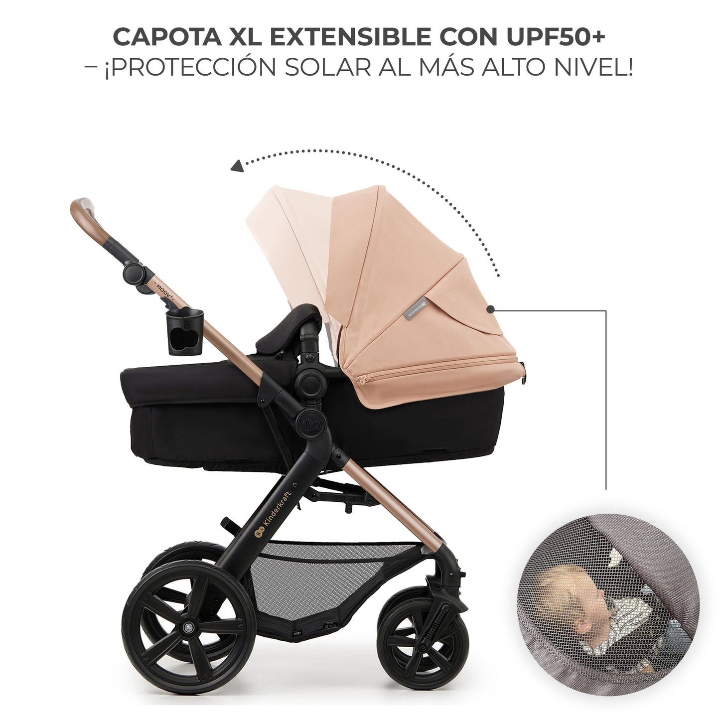 Carrinho de bebê conversível 3 em 1 Kinderkraft MOOV2 EVA Mink PRO I-Size