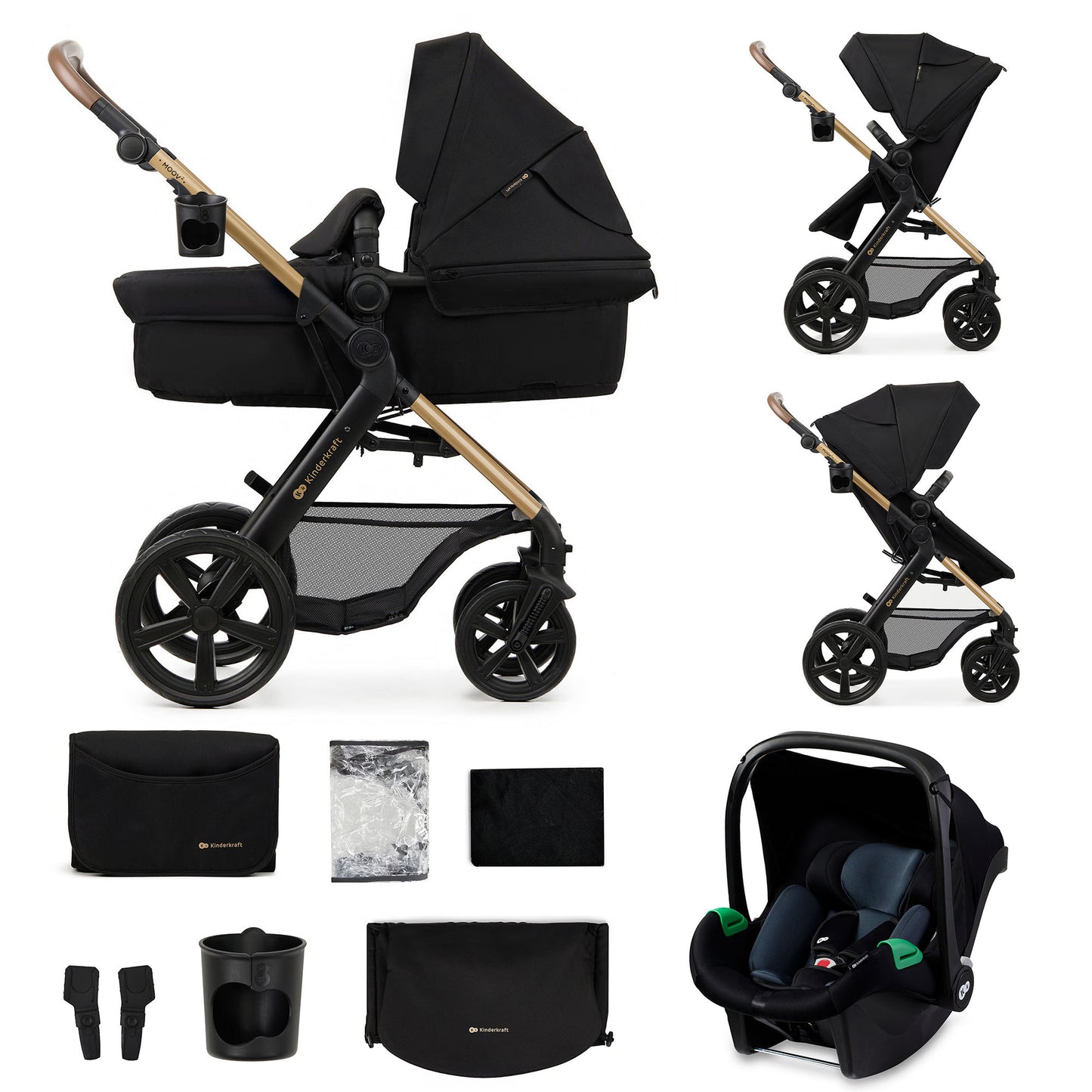 Carrinho de bebê conversível 3 em 1 Kinderkraft MOOV2 EVA Mink PRO I-Size