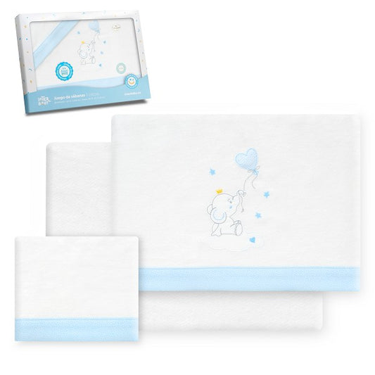Juego de Sábanas Cuna Franela Elefantito de Interbaby