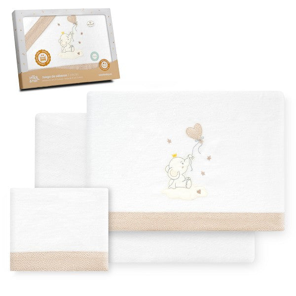 Juego de Sábanas Cuna Franela Elefantito de Interbaby