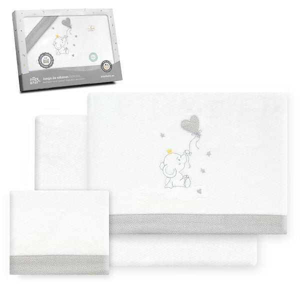 Juego de Sábanas Cuna Franela Elefantito de Interbaby