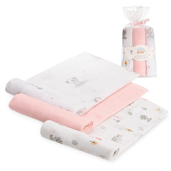 Pack 3 und Gasas Algodón Forest Jungla de Interbaby