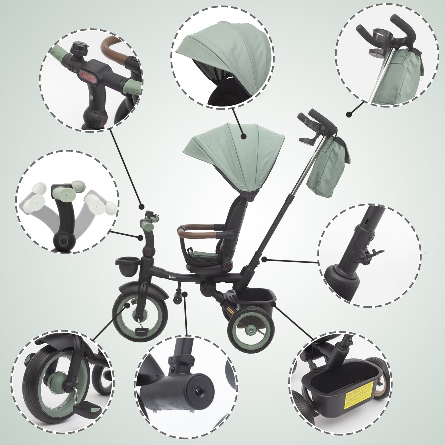 Triciclo Evolutivo Dobrável Twinly SAMI para Bebês