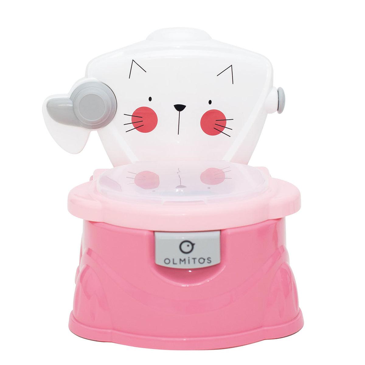 Olmitos Baby Potty Training para bebês aprendendo a ir ao banheiro, multifuncional 2 em 1, redutor de vaso sanitário portátil para maiores de 18 meses com suporte para papel higiênico e copo interno