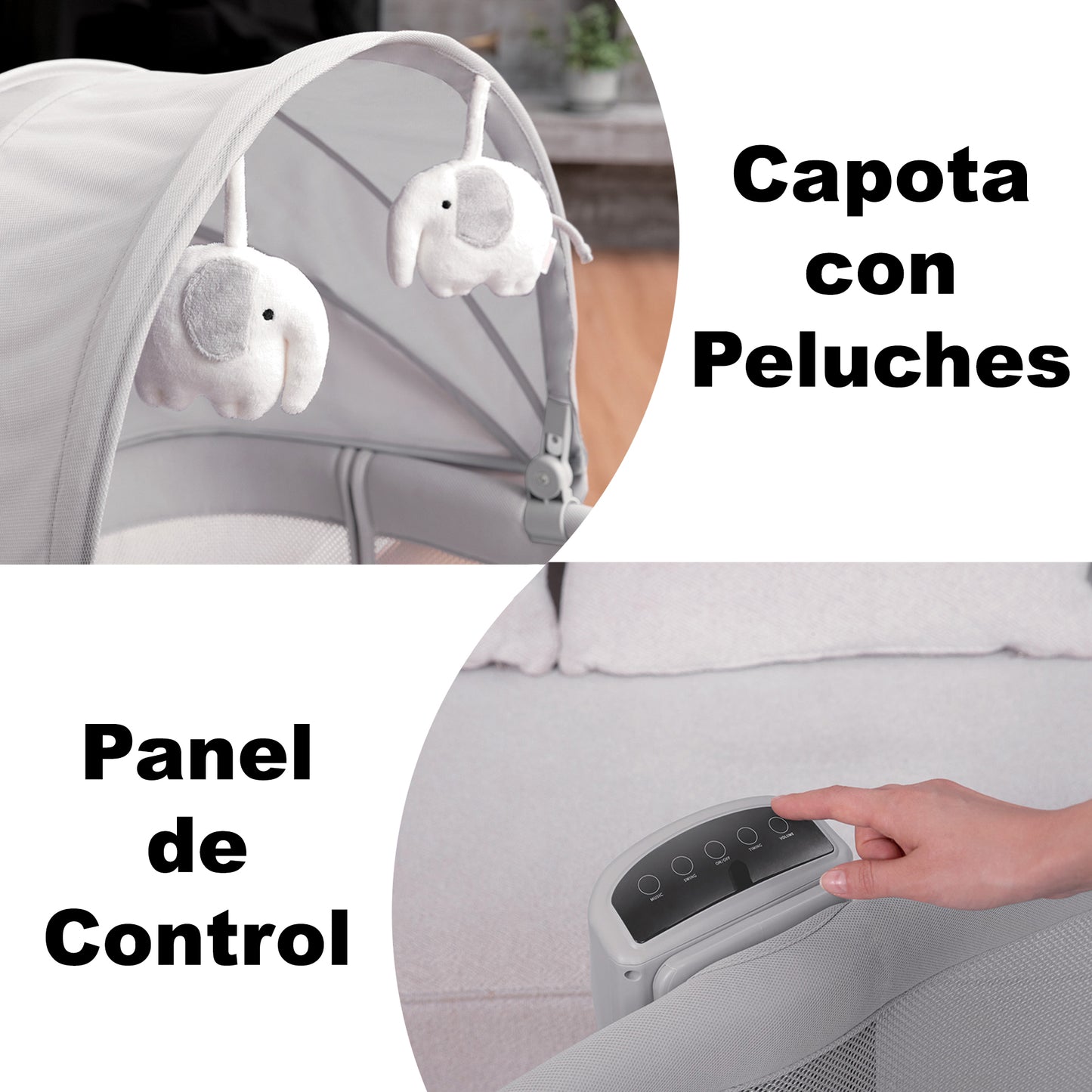 Olmitos Mini Cuna Multifuncional para Bebé 4 en 1: Moisés, Minicuna Colecho, Parque de Juegos