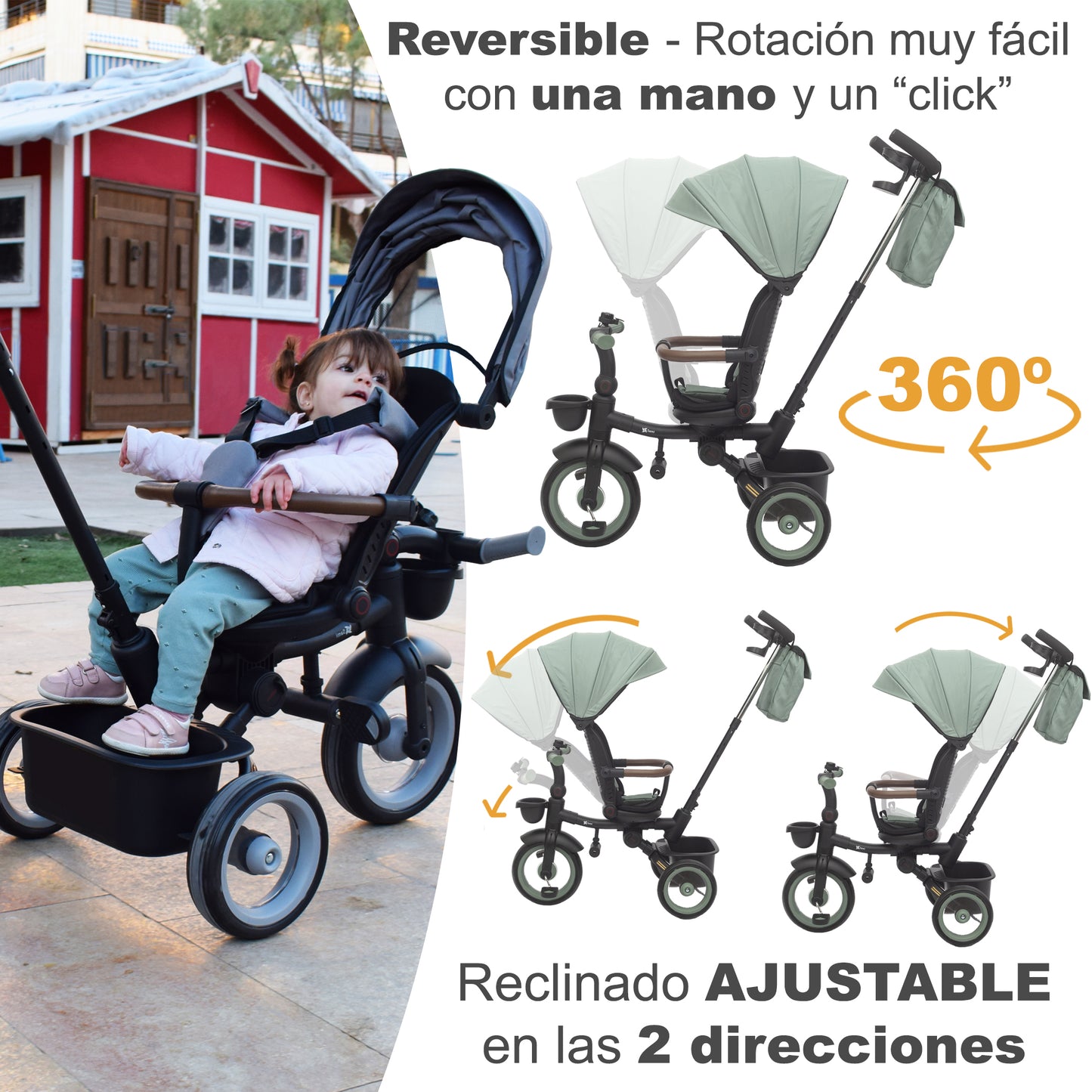 Triciclo Evolutivo Dobrável Twinly SAMI para Bebês