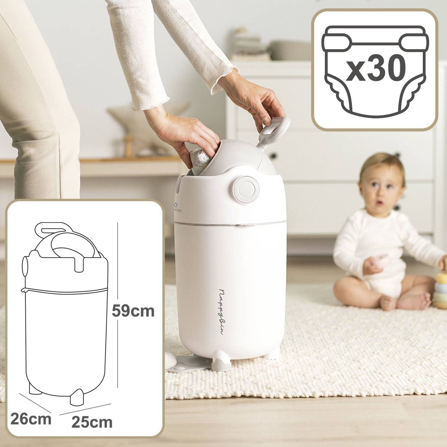 Cubo para Pañales con Sistema Antiolor NAPI de Olmitos