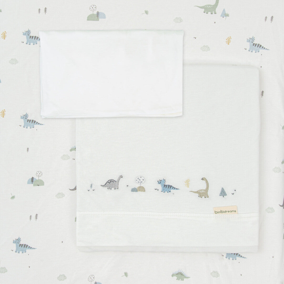 Juego sabanas punto jersey 3 piezas Trex Cuna 60x120 de Bimbidreams