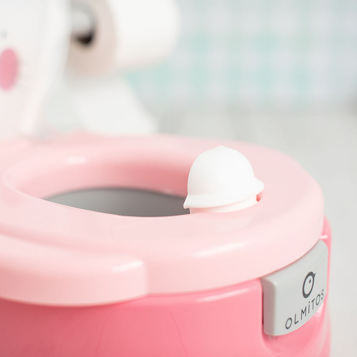 Olmitos Baby Potty Training para bebês aprendendo a ir ao banheiro, multifuncional 2 em 1, redutor de vaso sanitário portátil para maiores de 18 meses com suporte para papel higiênico e copo interno