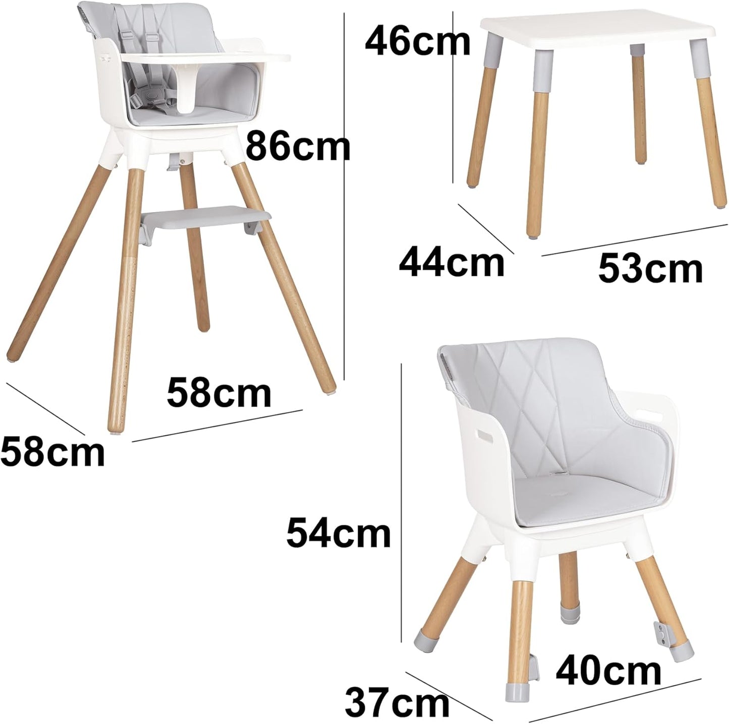 Trona bebé KOMBO Convertible 2 en 1 Mesa con Silla para Niños de Olmitos