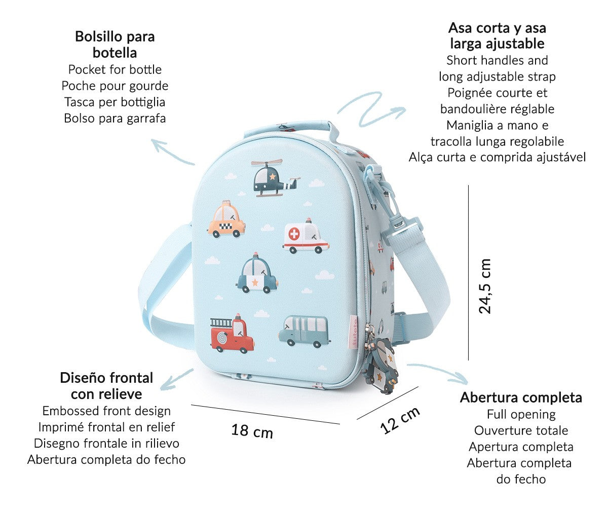 Bolsa Merienda Térmica 3D City Cars de Tutete