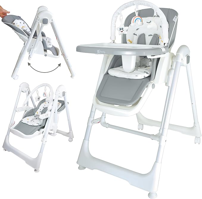 Cadeira alta multifuncional 3 em 1 Twinly Movity Pro com balanço e cadeira de balanço