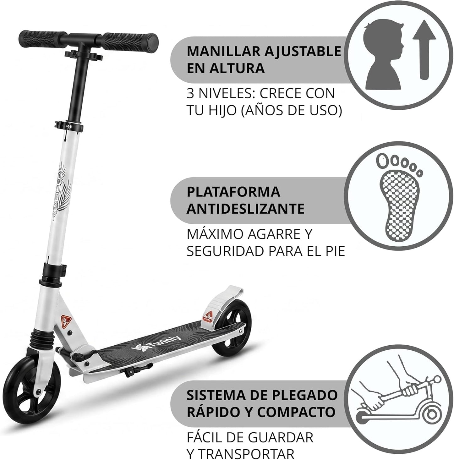Patinete Infantil Plegable de 2 Ruedas Rocky de Twinly