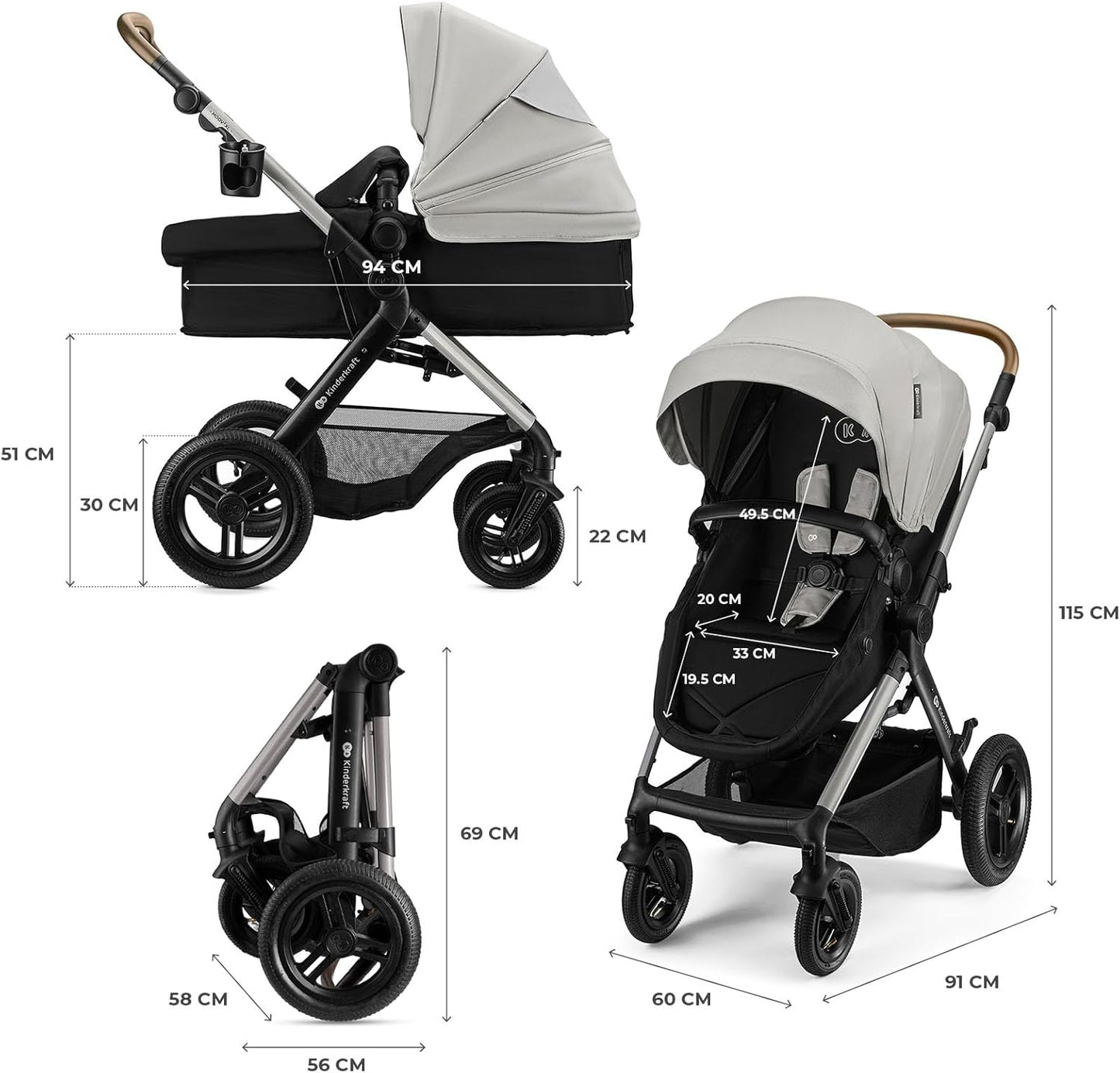 Carrinho de bebê conversível Kinderkraft MOOV2 XL 3 em 1