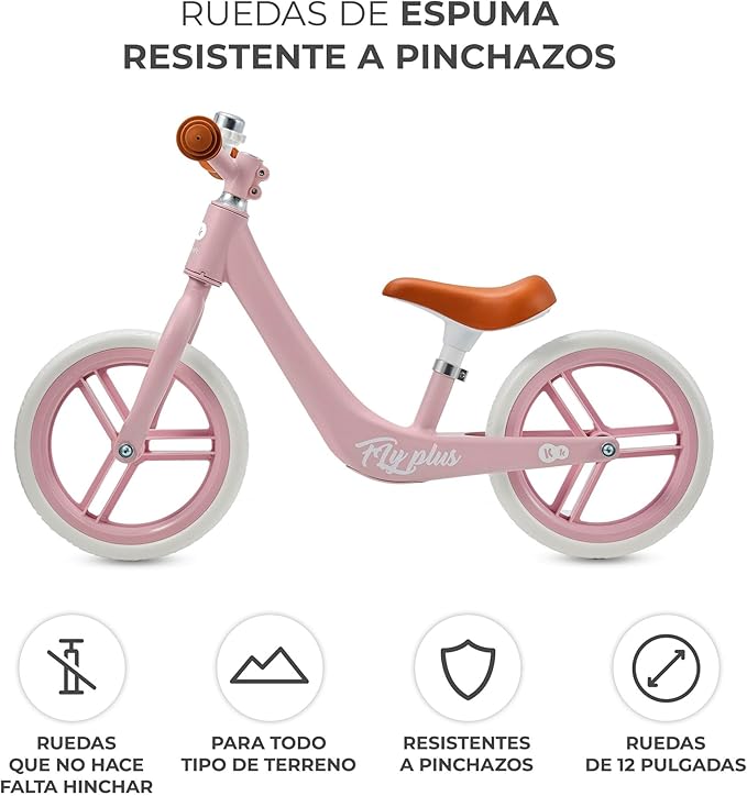 Kinderkraft FLY PLUS 2 Bicicleta sin Pedales, niño 2 años, 2 Ruedas de Equilibrio, Sillín Ajustable, Con accesorios