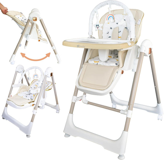 Cadeira alta multifuncional 3 em 1 Twinly Movity Pro com balanço e cadeira de balanço