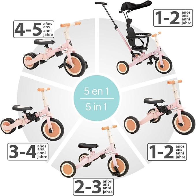 Triciclo Evolutivo para Bebês Olmitos GYRO+ 5 em 1