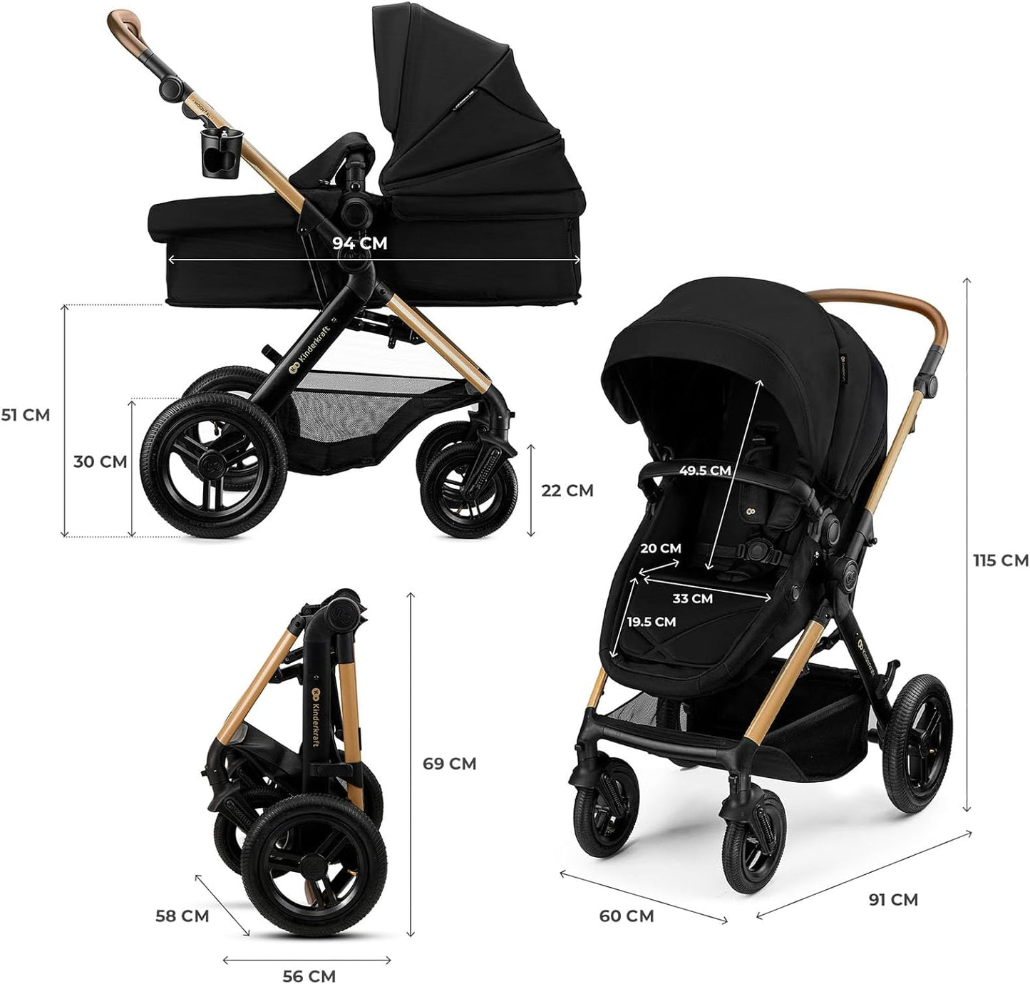 Carrinho de bebê conversível Kinderkraft MOOV2 XL 3 em 1