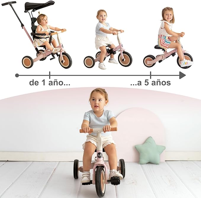Triciclo Evolutivo para Bebês Olmitos GYRO+ 5 em 1