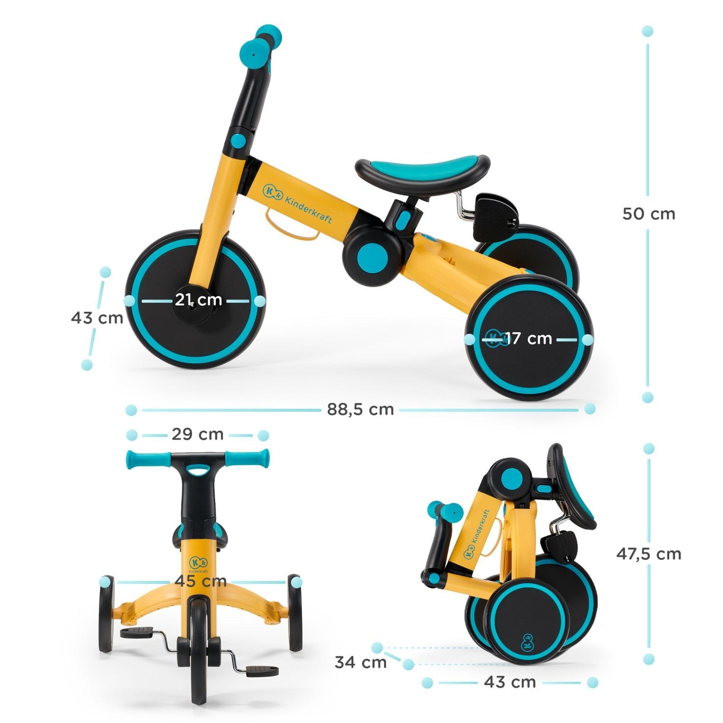 Triciclo de bicicleta evolutiva dobrável Kinderkraft 4Trike