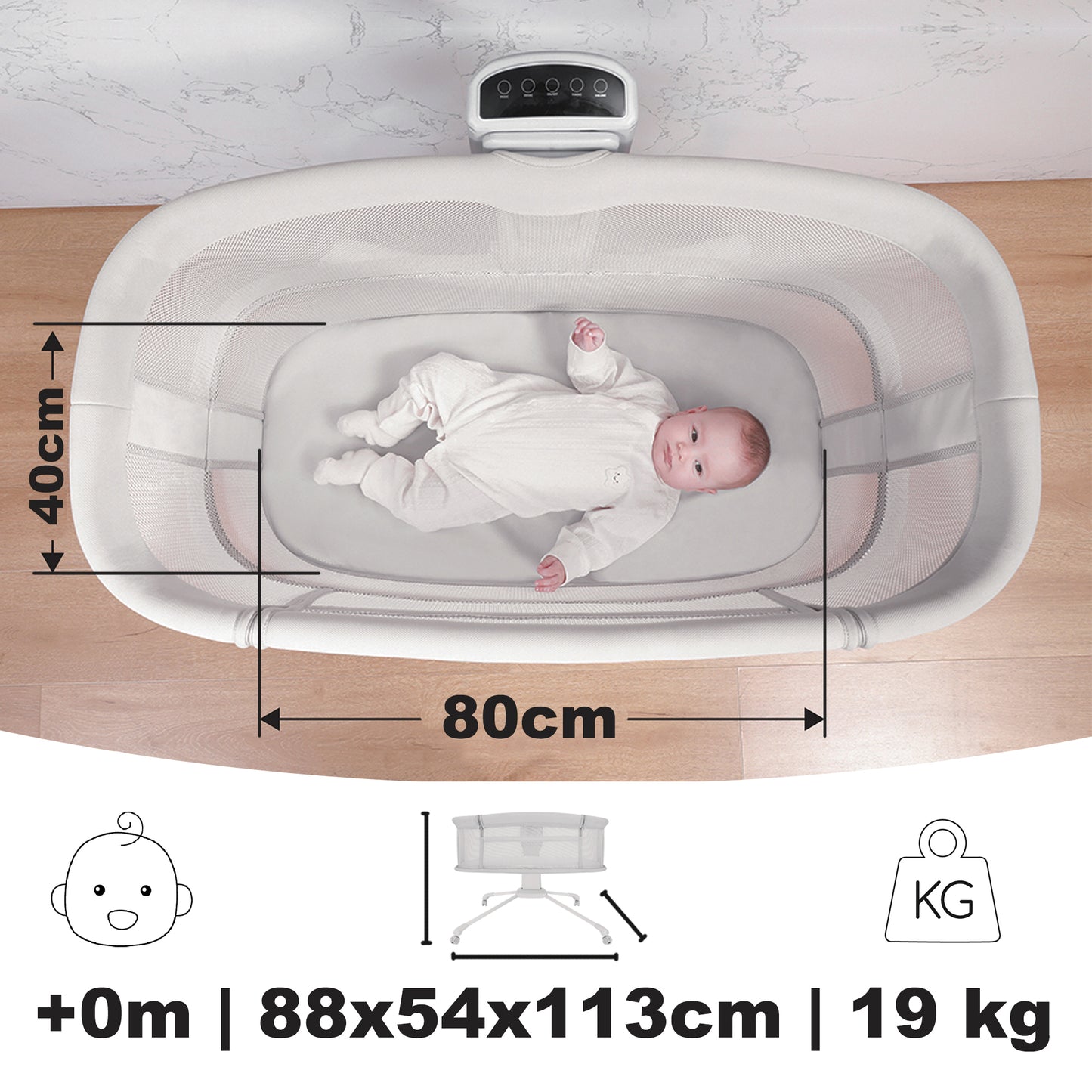 Olmitos Mini Cuna Multifuncional para Bebé 4 en 1: Moisés, Minicuna Colecho, Parque de Juegos