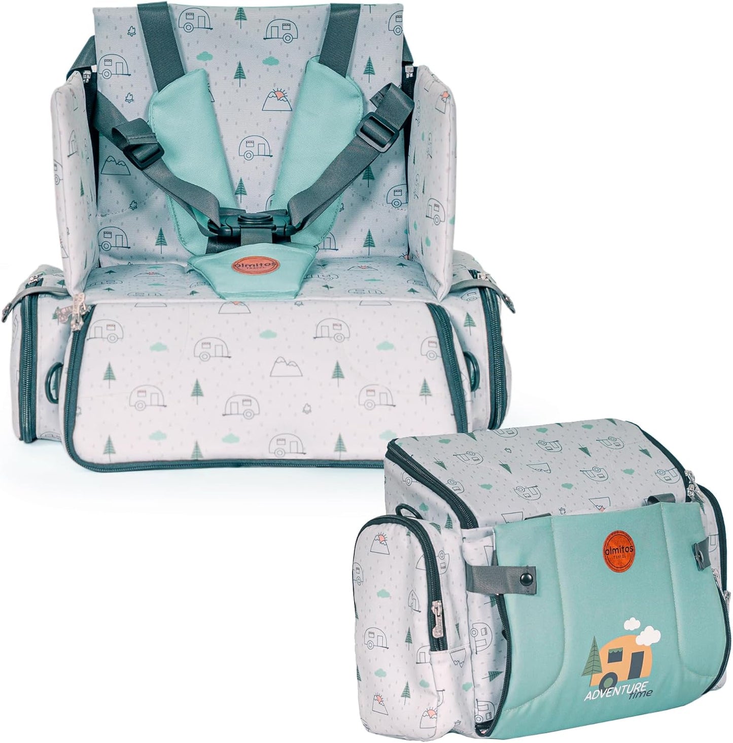 Trona Portátil Bebé 3 en 1: Asiento, mochila y bandolera de Olmitos