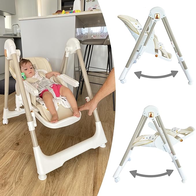 Cadeira alta multifuncional 3 em 1 Twinly Movity Pro com balanço e cadeira de balanço