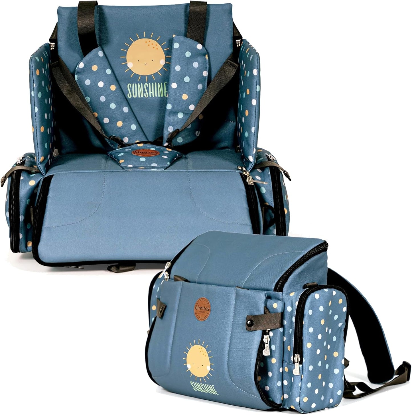 Trona Portátil Bebé 3 en 1: Asiento, mochila y bandolera de Olmitos