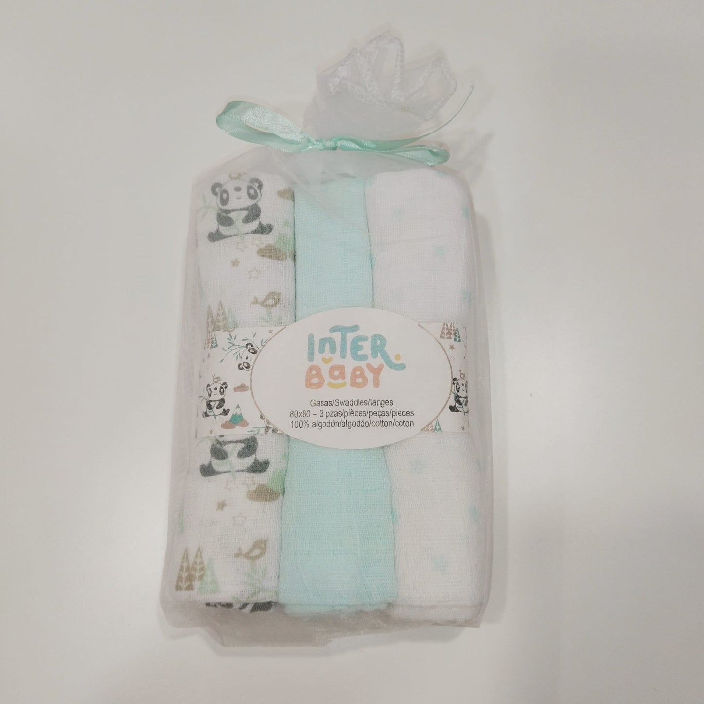 Pacote de gaze de algodão Interbaby Panda com 3