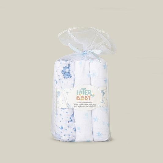 Gasas Elefante Algodón 3 piezas Interbaby 80x80