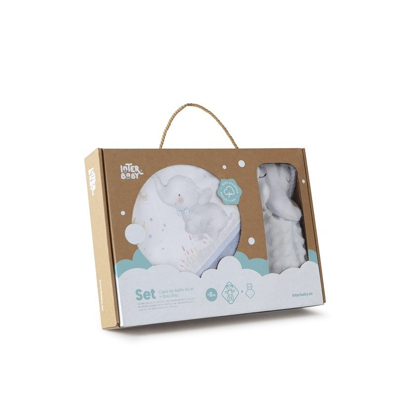 Set Capa de Baño Elefante + Doudou de Interbaby