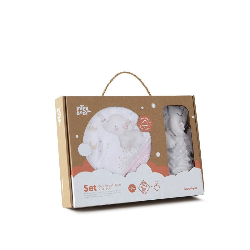 Set Capa de Baño Elefante + Doudou de Interbaby