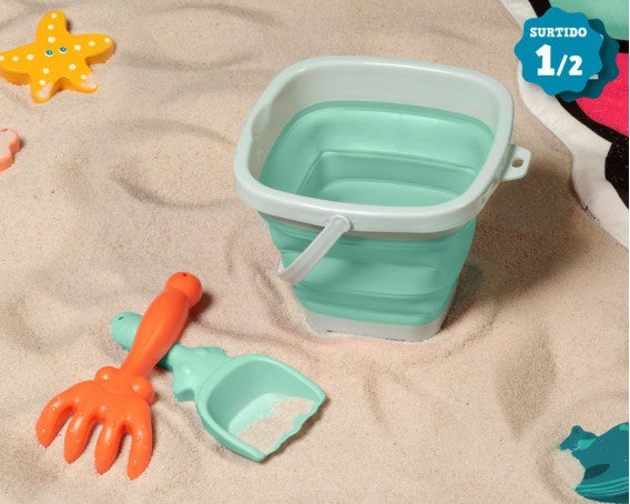 Balde de praia dobrável com acessórios Kiokids