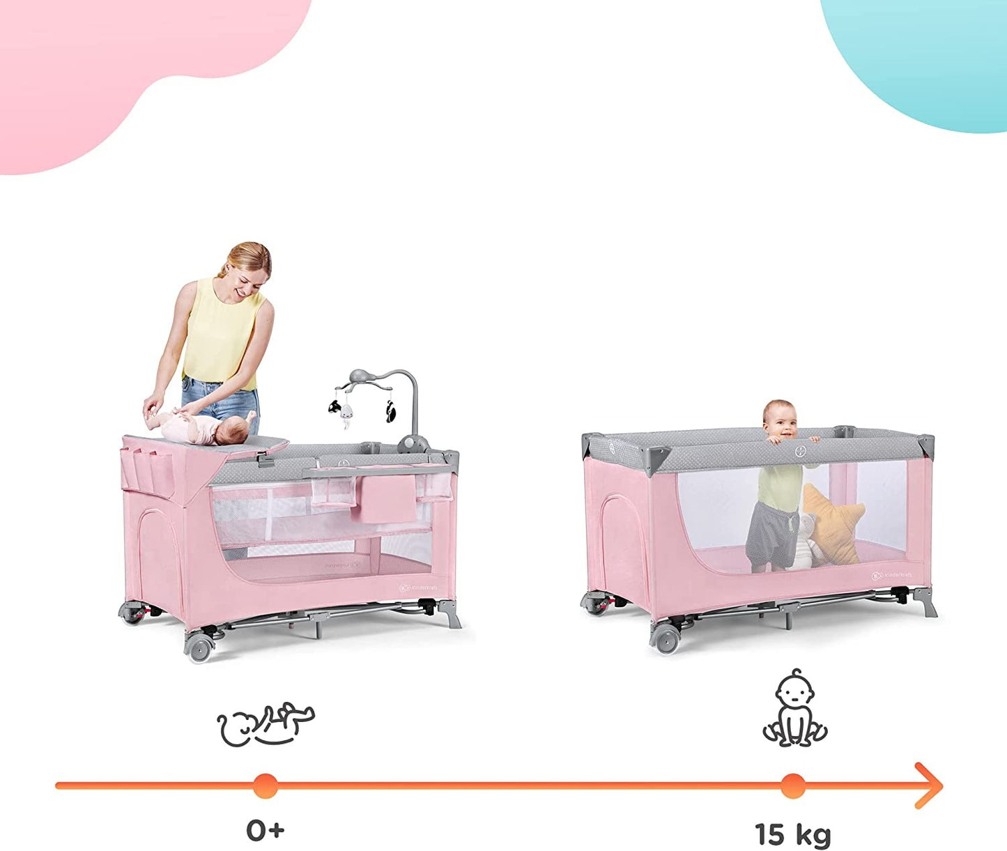 Berço de viagem Leody com acessórios Kinderkaft