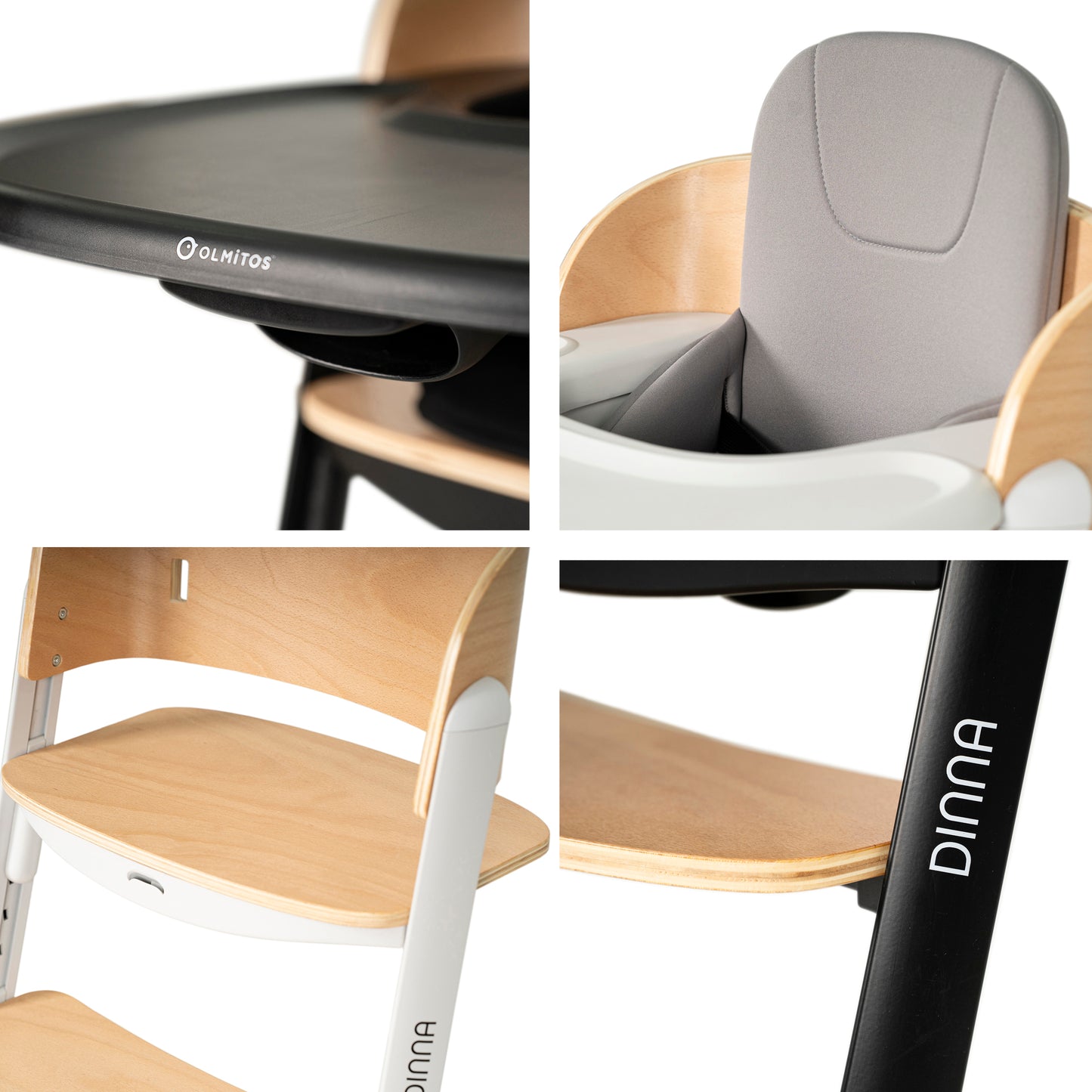 Trona evolutiva de madera 2 en 1 DINNA Silla infantil Evolutiva de Olmitos