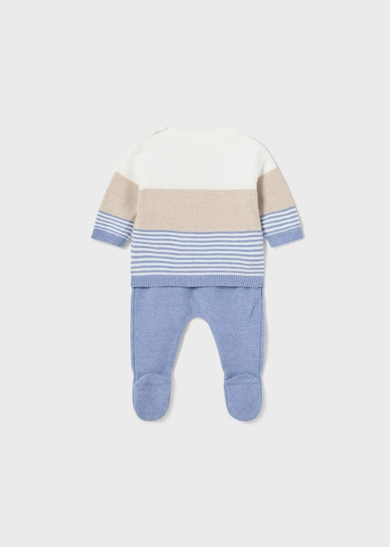 Conjunto 2 piezas tricot de algodón sostenible rayas para recién nacido de Mayoral