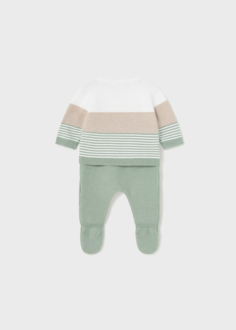 Conjunto 2 piezas tricot de algodón sostenible rayas para recién nacido de Mayoral