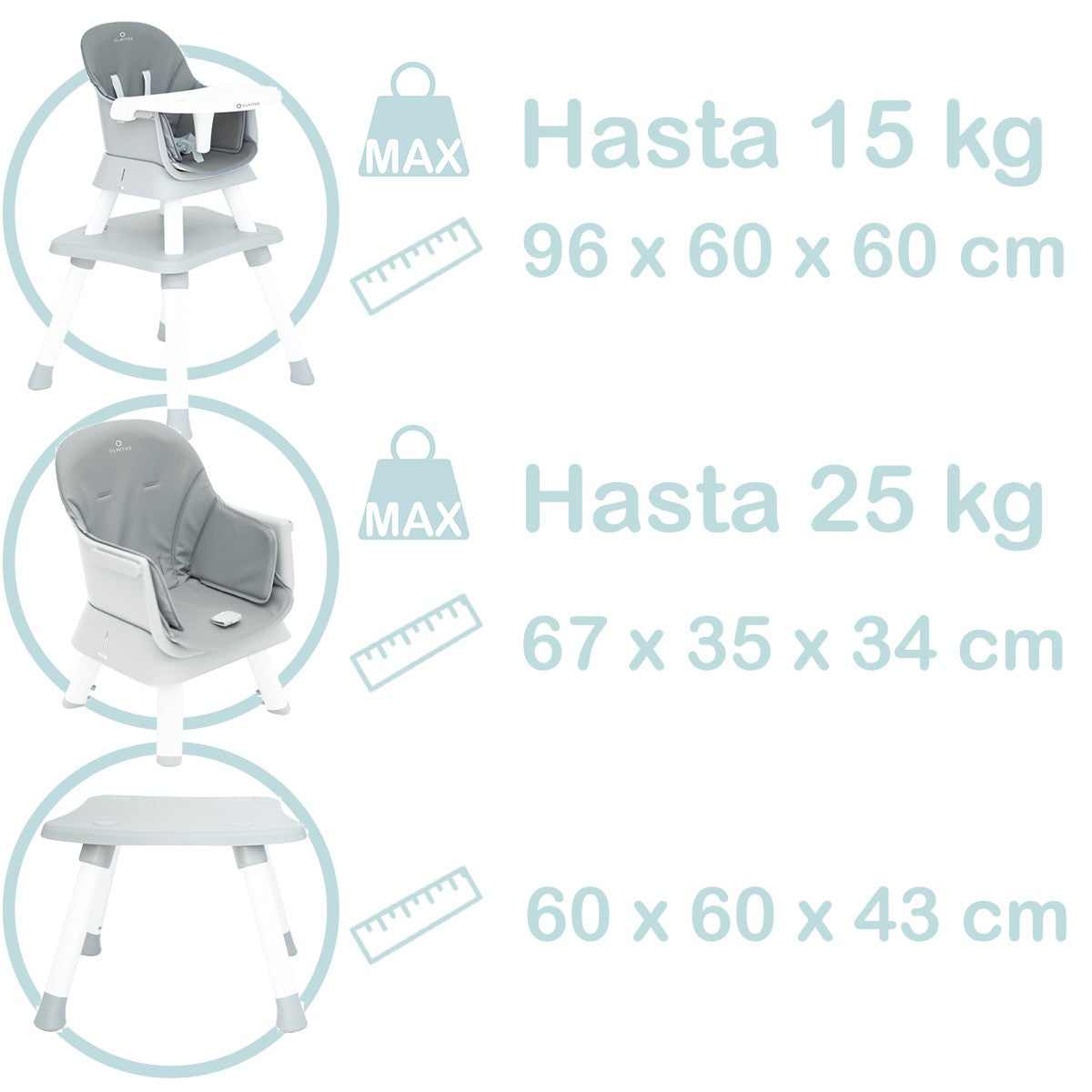 Cadeira alta multifuncional Olmitos 5 em 1