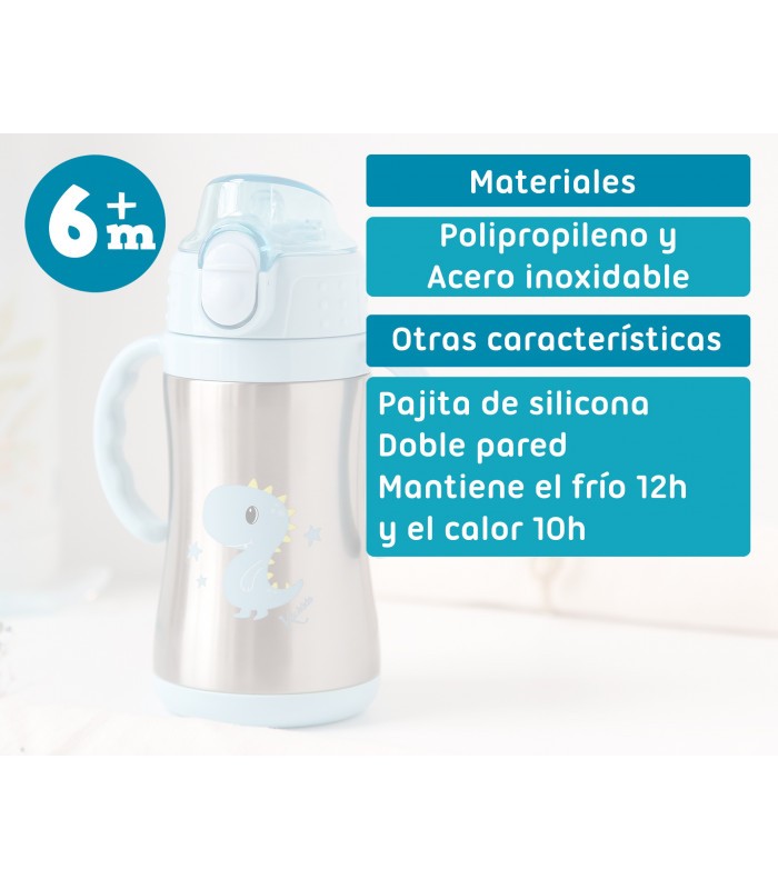 Botella entrenamiento Dino/Conejito 280 ml acero inoxidable Kiokids