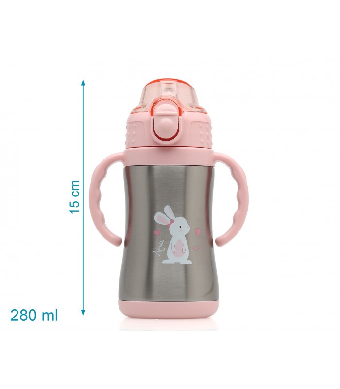 Botella entrenamiento Dino/Conejito 280 ml acero inoxidable Kiokids