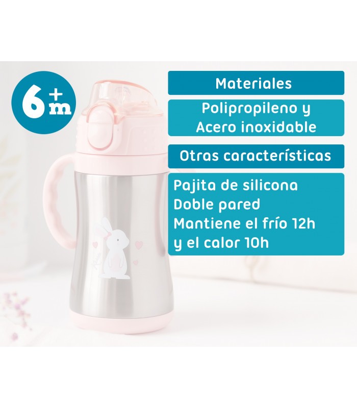 Botella entrenamiento Dino/Conejito 280 ml acero inoxidable Kiokids