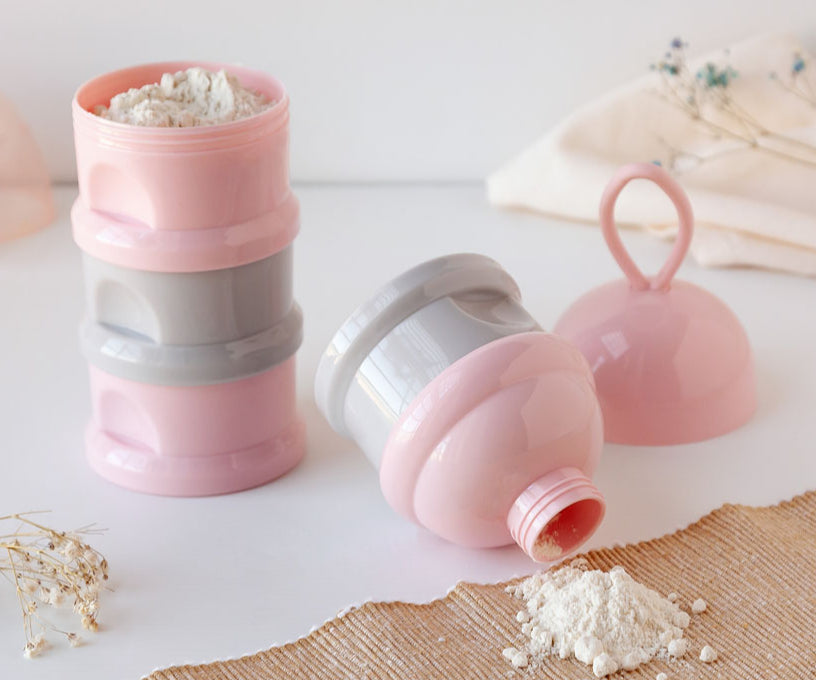 Dosificador de leche en polvo azul/rosa Kiokids