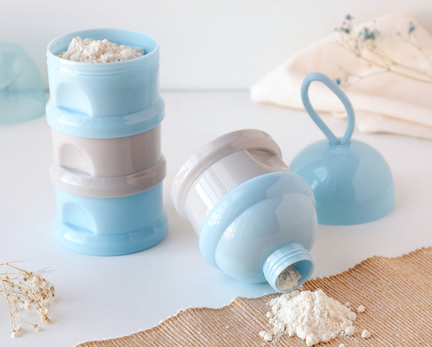 Dosificador de leche en polvo azul/rosa Kiokids