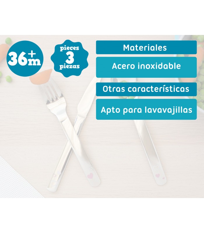 Cubiertos infantiles de acero inoxidable de Kiokids