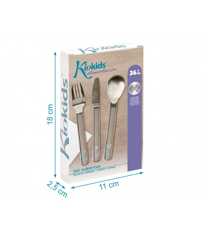 Cubiertos infantiles de acero inoxidable de Kiokids